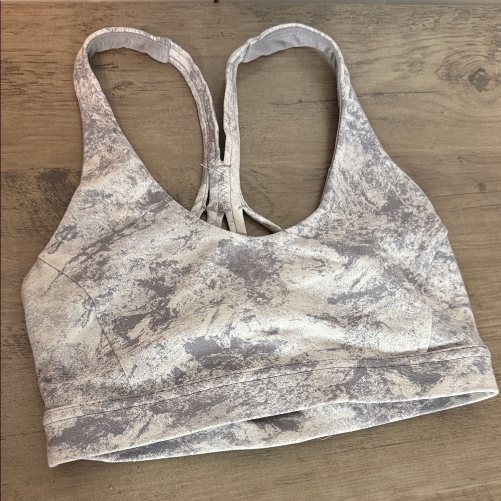 Lulu lemon Athletica | Grey & white Marble Print Sports Bra - Criss Cross - 2